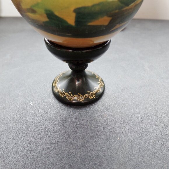 Vintage Russian Hand Painted Wooden Egg w/ Stand - Picture 7 of 13